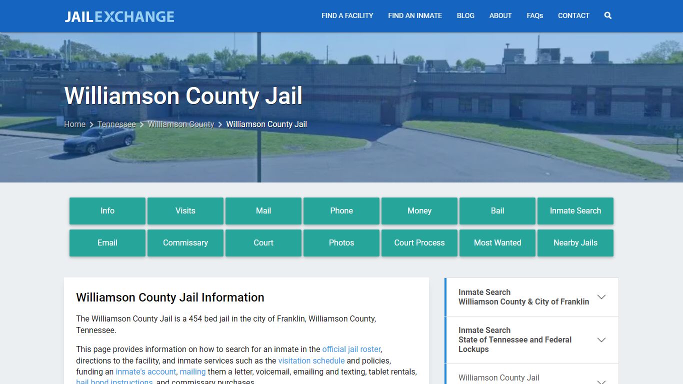 Williamson County Jail, TN Inmate Search, Information